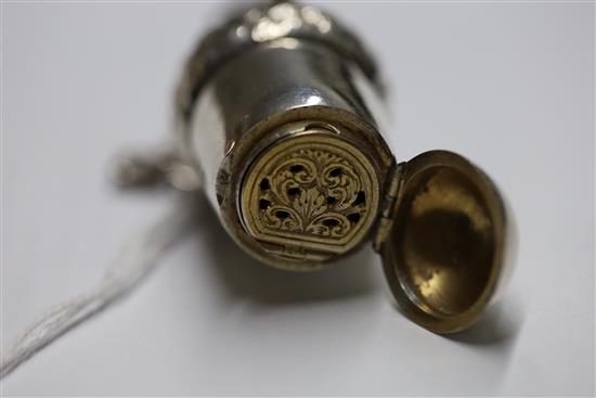 A Victorian novelty silver scent flask/vinaigrette, modelled as an acorn, by Sampson Mordan & Co,